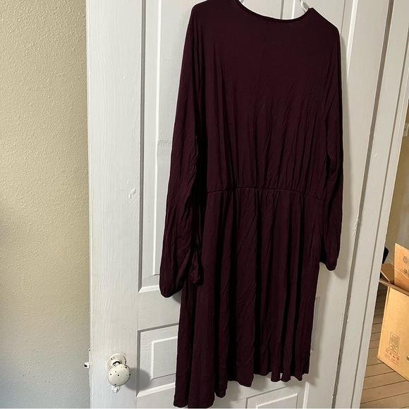 Lane Bryant Maroon Long Sleeve Dress 18/20 T1 - Picture 4 of 6